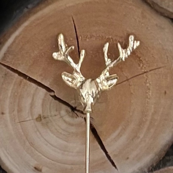 Gold Deer Antler Lapel Pin - Cabincore Western - Picture 5 of 8